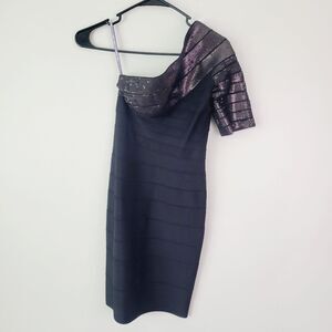 Herve Legar Black one should sequin bodycon dress size XS